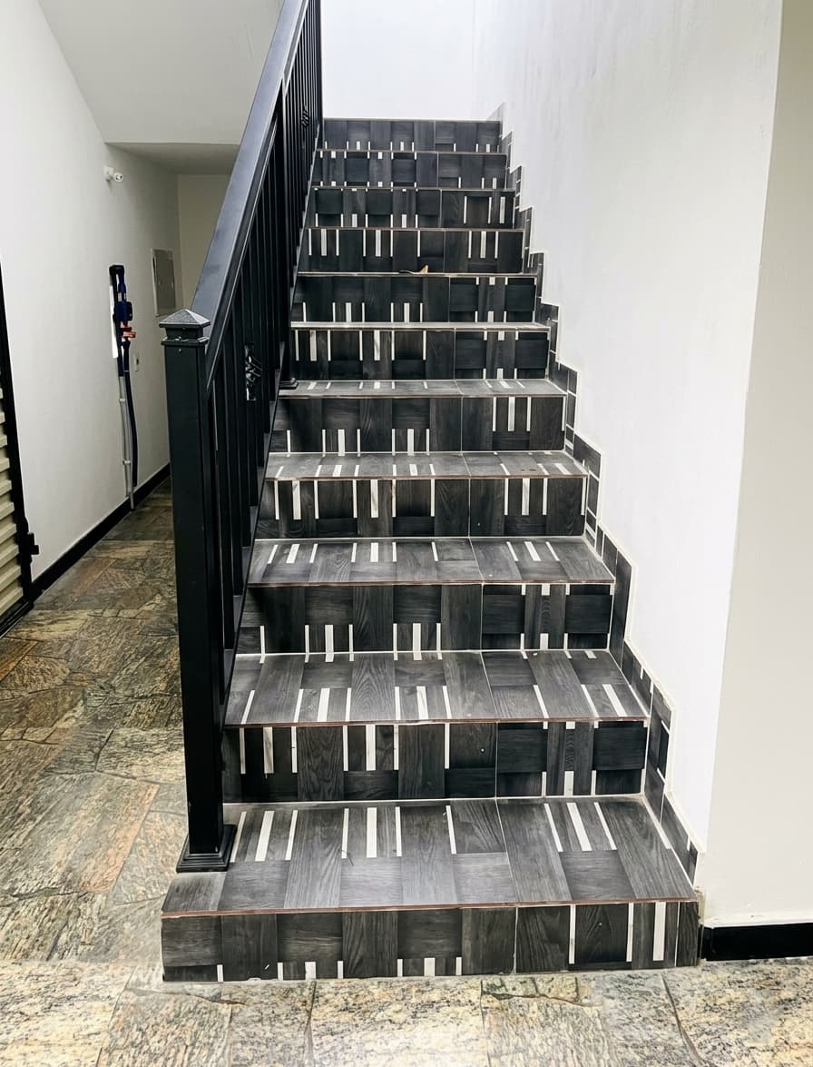 Tile installation with wood-effect or decorative tile finish